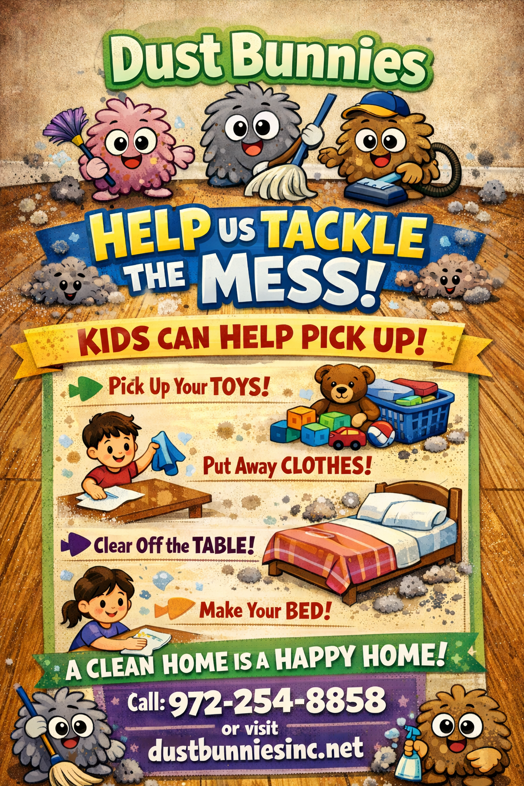 DUST KIDS CHORES TO HELP WITH PICK UP