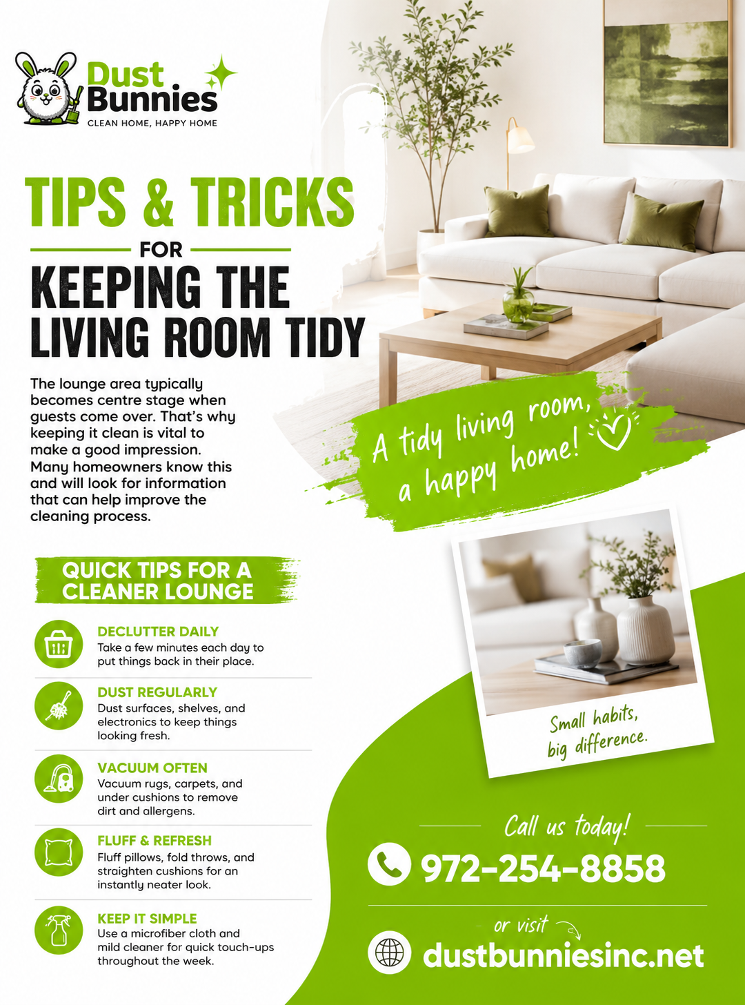DUST FLYER TIPS AND TRICKS TO Keeping the living room tidy